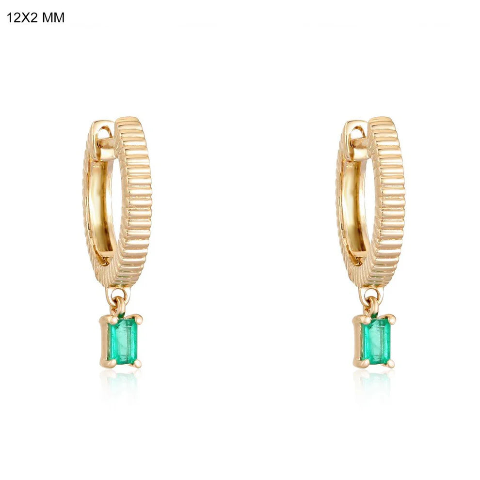 Fluted Gold and Emerald Earrings