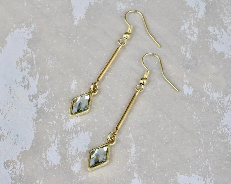 Gold Berlynne Black Diamond Crystal Drop Earrings