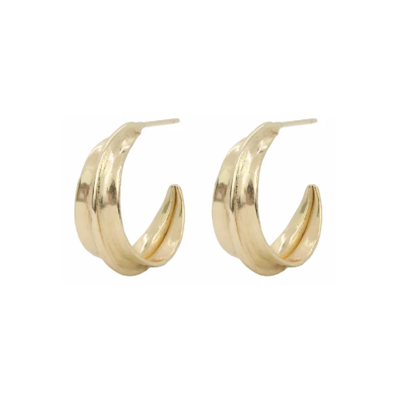 Gold Mini Ridge Hoop Earrings