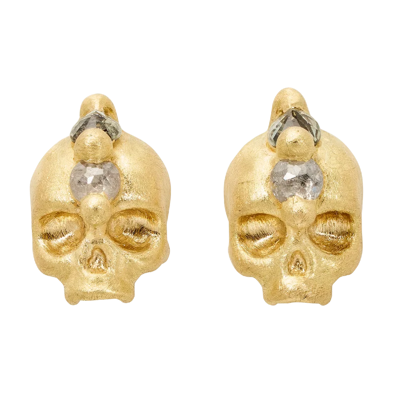 Green Island of Idols Skull Stud Earrings - Made to Order