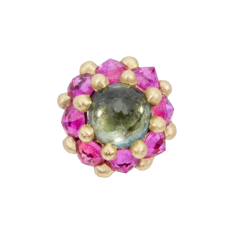 Green & Pink Larkspur Cluster Stud Earring - Made to Order