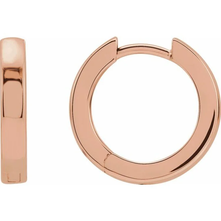 14K Rose 16 mm Hinged Hoop Earring