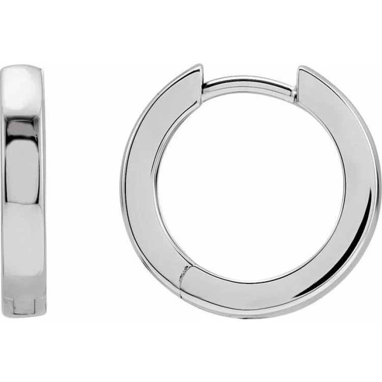 18K White 16 mm Hinged Hoop Earring