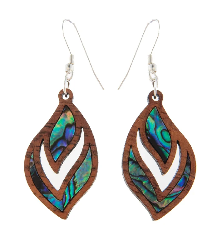 Koa Earrings "Paua Drop"