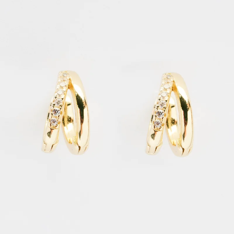 Liana Gold Double Hoop Huggie Earrings