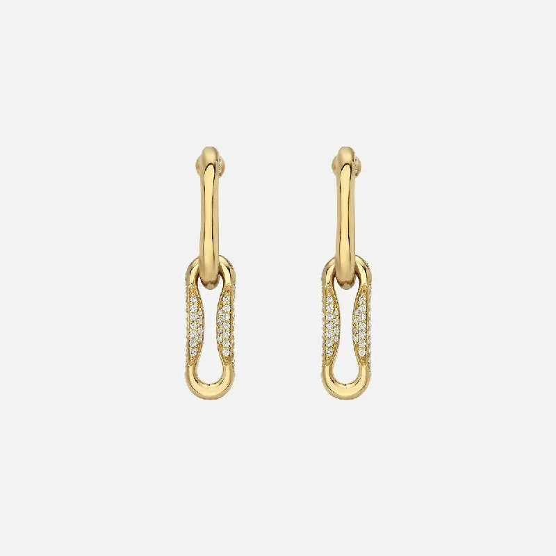 Milano Pinched Link Drop Earrings With Diamonds