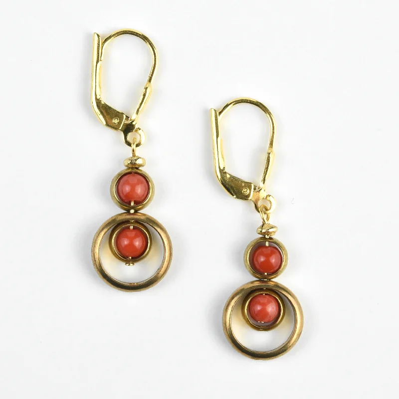 Coral Circle Earrings