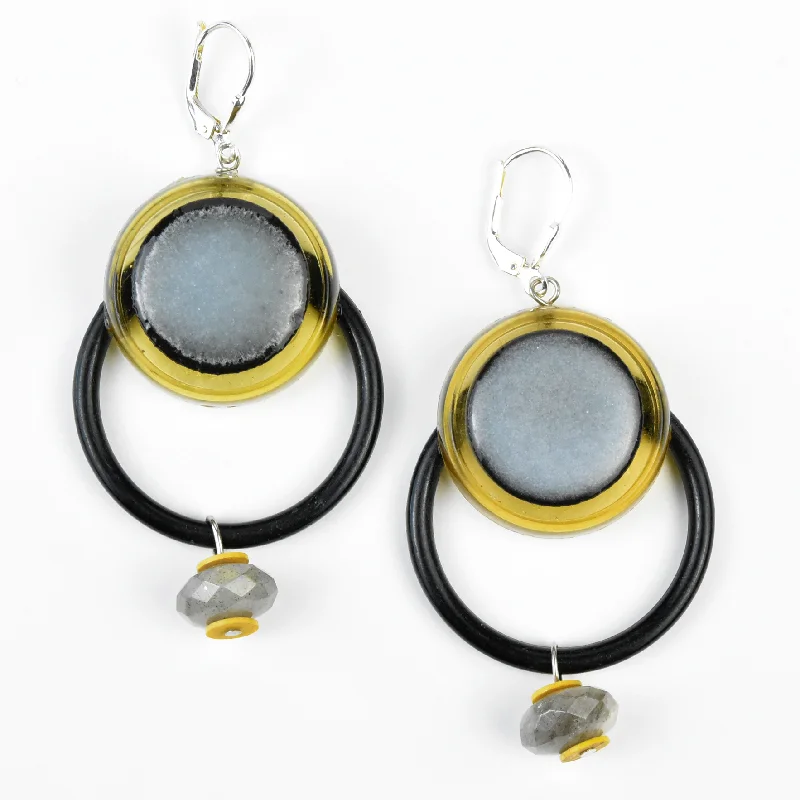 Mod Earrings in Black & Yellow