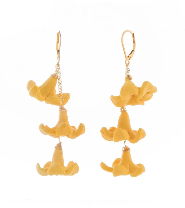 Naiah Yellow Puakenikeni Drop Earrings