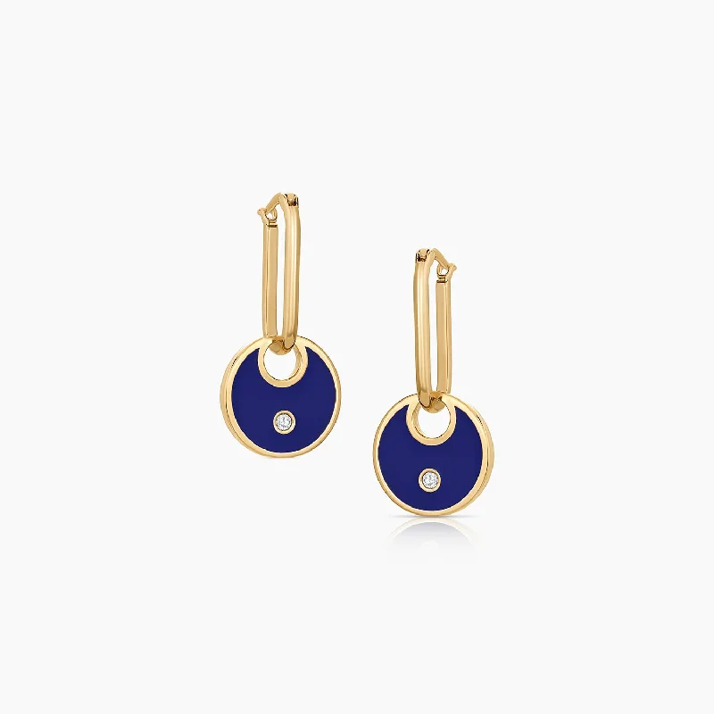 Odette Blue Enamel Hoop Earrings