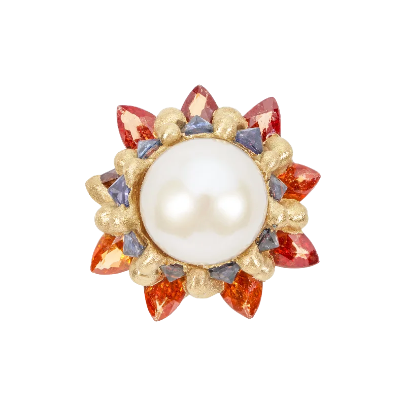 Orange & Blue Bellis Cluster Stud Earring - 11402