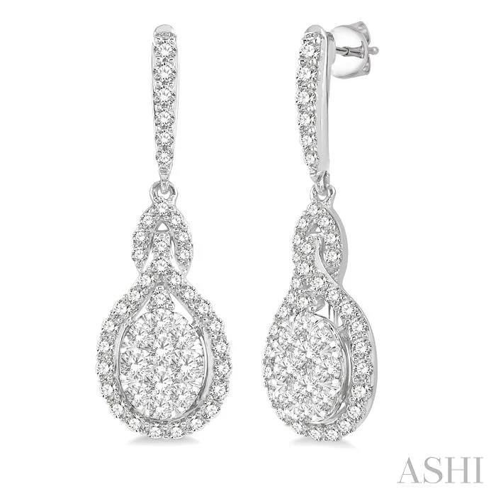 OVAL SHAPE HALO LOVEBRIGHT DIAMOND EARRINGS