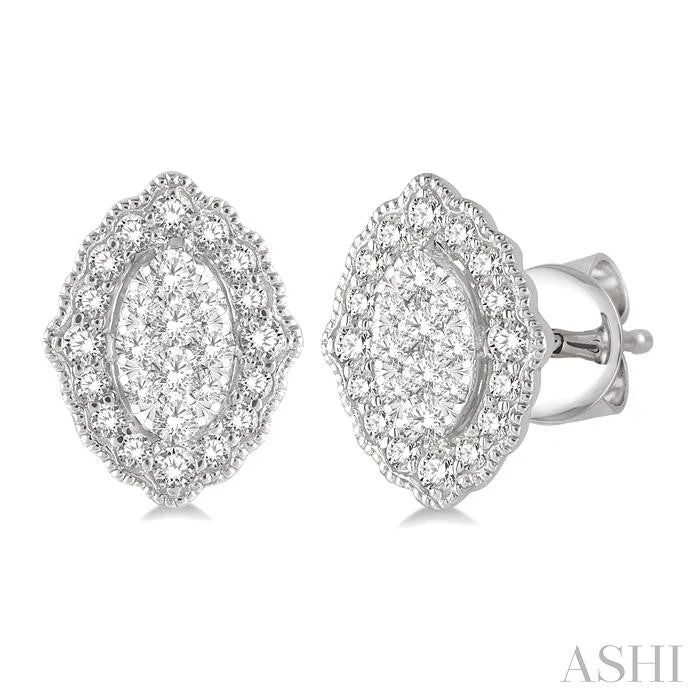 OVAL SHAPE HALO LOVEBRIGHT DIAMOND EARRINGS