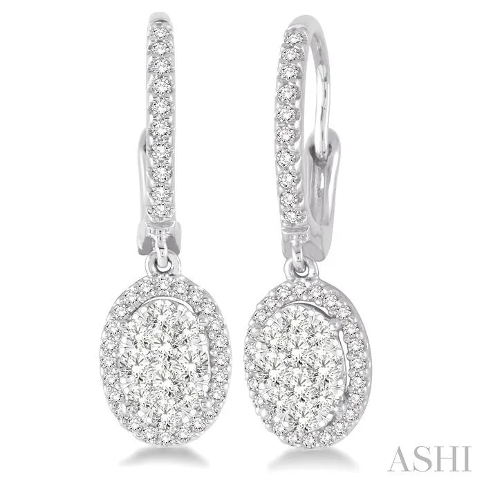 OVAL SHAPE HALO LOVEBRIGHT ESSENTIAL DIAMOND EARRINGS