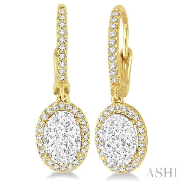 OVAL SHAPE HALO LOVEBRIGHT ESSENTIAL DIAMOND EARRINGS