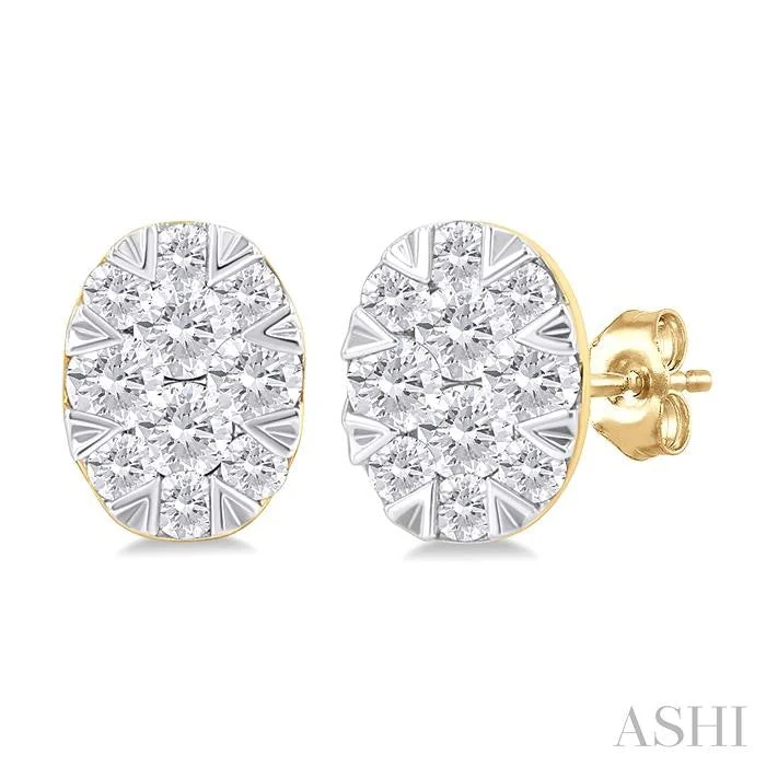 OVAL SHAPE LOVEBRIGHT PETITE DIAMOND FASHION EARRINGS