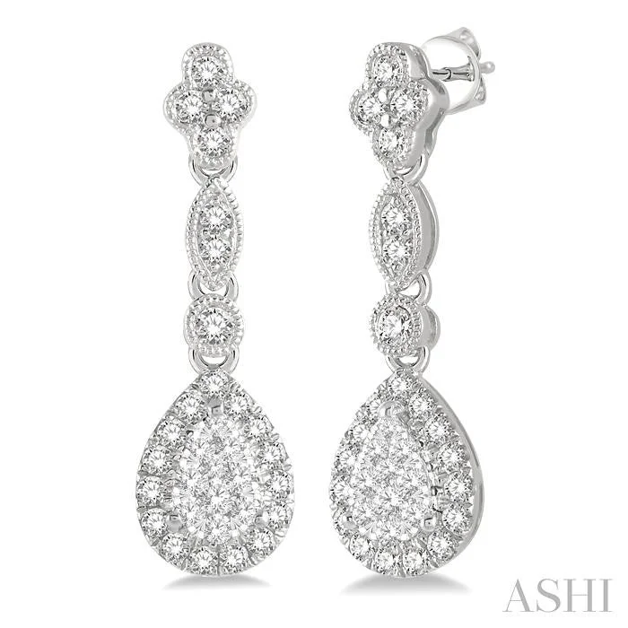 PEAR SHAPE HALO LOVEBRIGHT DIAMOND EARRINGS