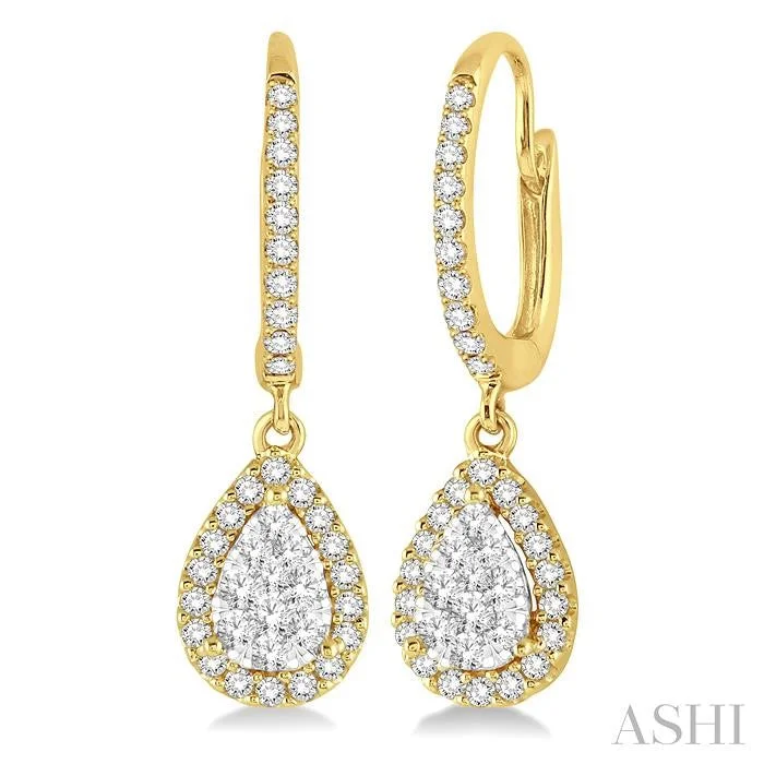 PEAR SHAPE HALO LOVEBRIGHT ESSENTIAL DIAMOND EARRINGS