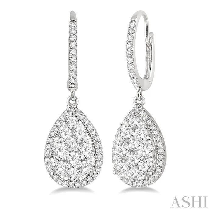 PEAR SHAPE HALO LOVEBRIGHT ESSENTIAL DIAMOND EARRINGS