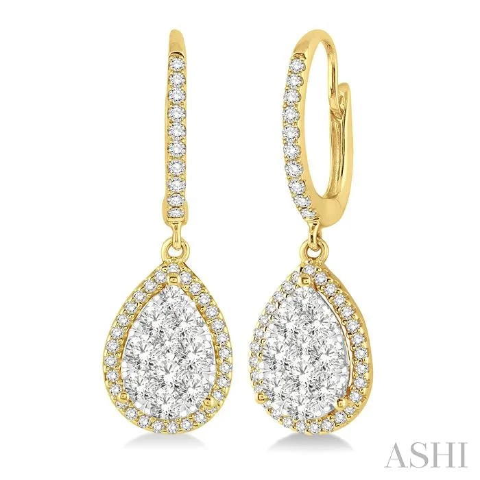 PEAR SHAPE HALO LOVEBRIGHT ESSENTIAL DIAMOND EARRINGS