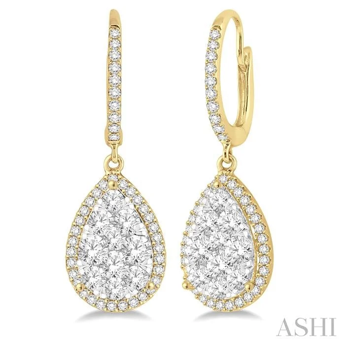 PEAR SHAPE HALO LOVEBRIGHT ESSENTIAL DIAMOND EARRINGS