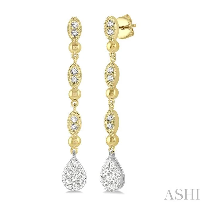 PEAR SHAPE LOVEBRIGHT DIAMOND LONG EARRINGS