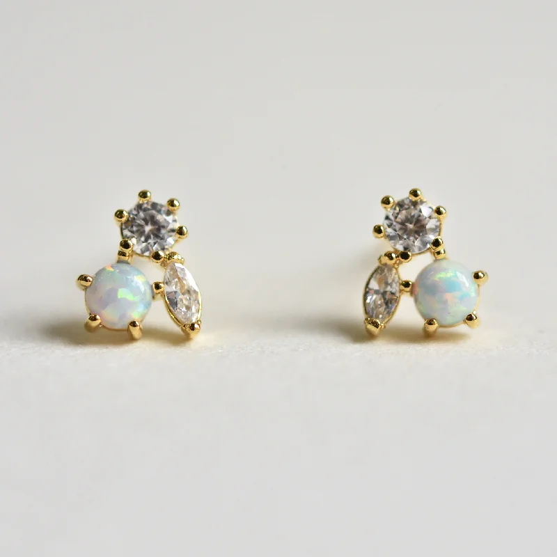 Petite Jardin Opal & CZ studs