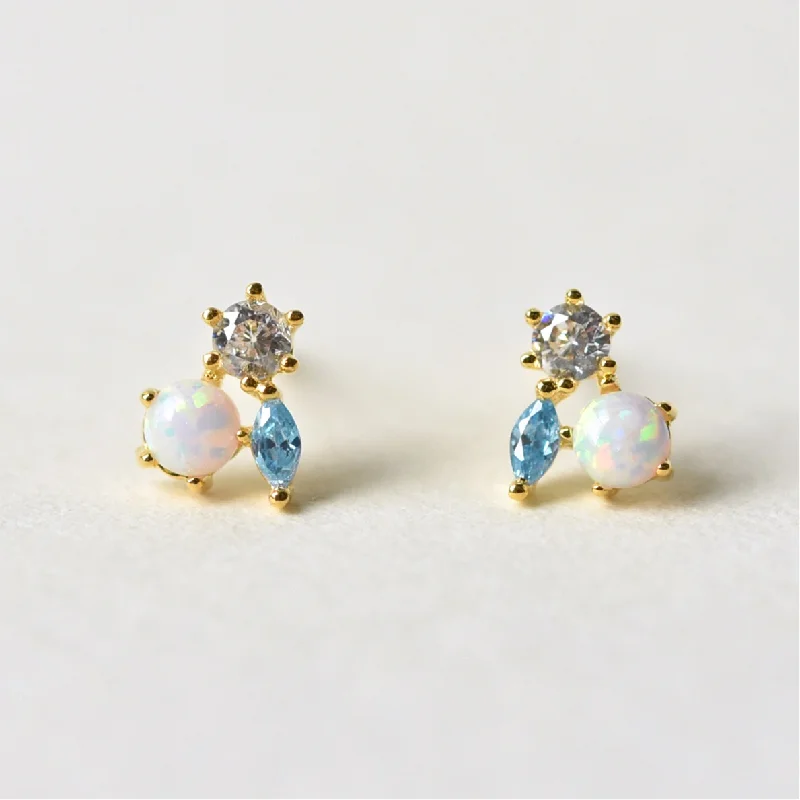 Petite Jardin Opal & Turquoise CZ Studs