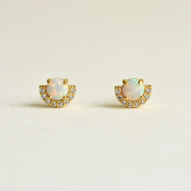 Petite Opal Halo Studs