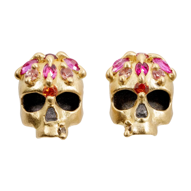 Pink Enchanted City Skull Stud Earrings - Made to Order