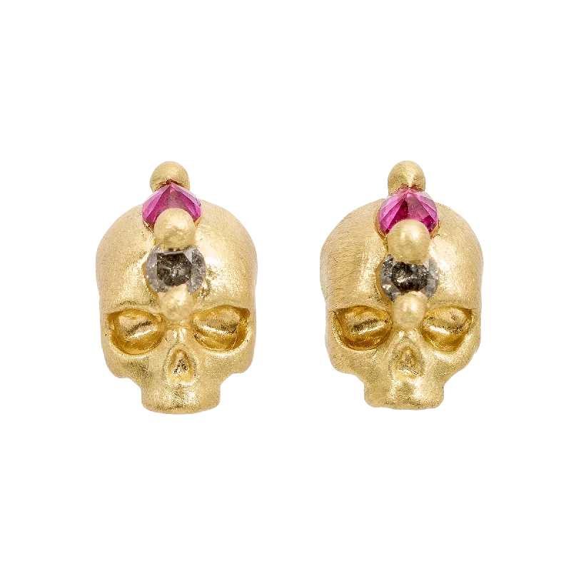 Pink Island Of Idols Skull Stud Earrings - Made to Order