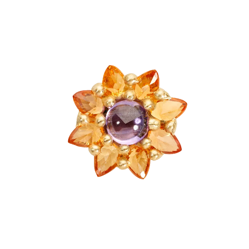 Purple & Orange Daisy Stud Earring - Made to Order