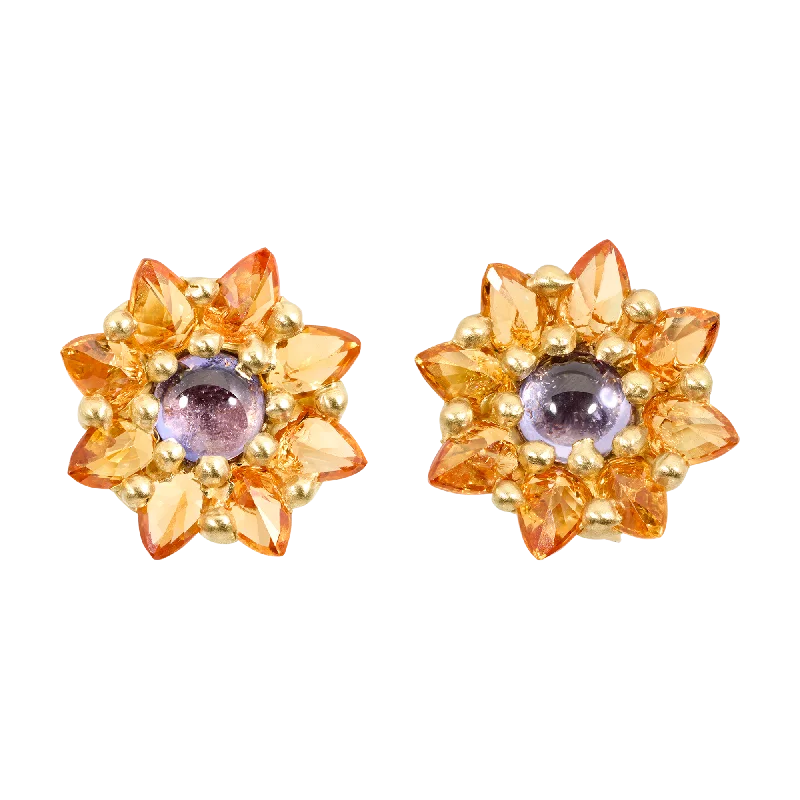 Purple & Orange Daisy Stud Earrings - 11665