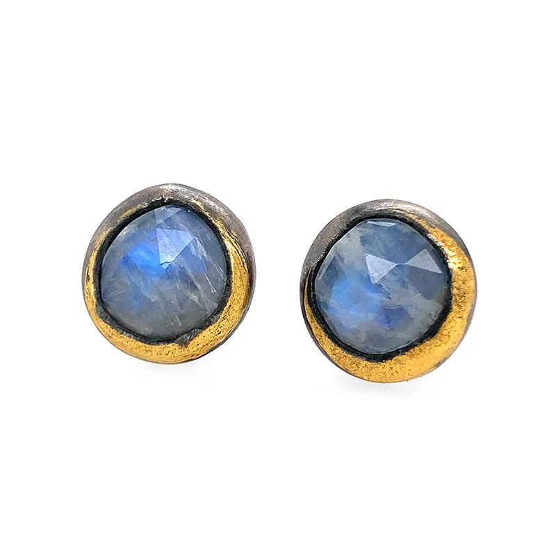 Rainbow Moonstone Keum-Boo Fold Studs