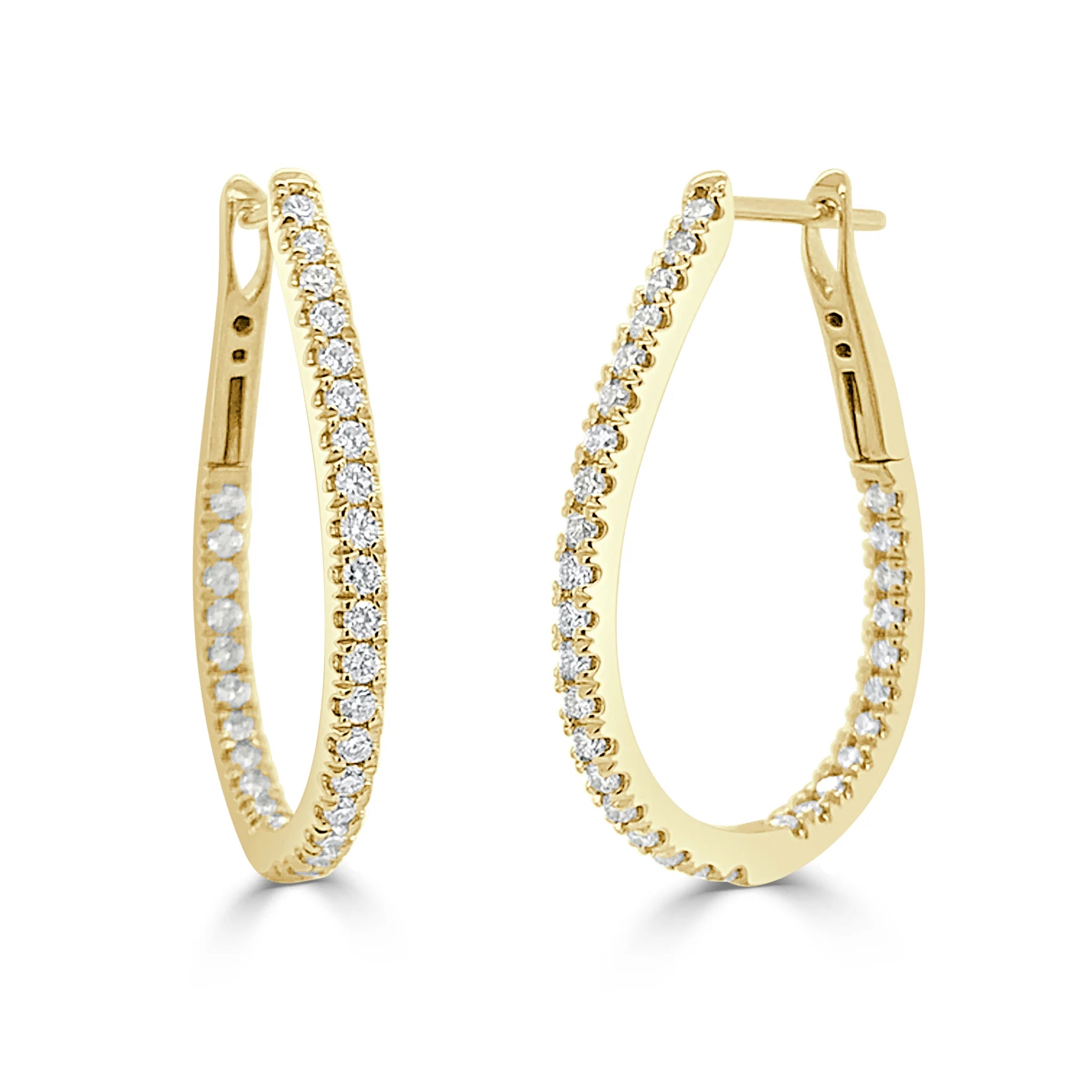 Round Diamond Oblong Hoops