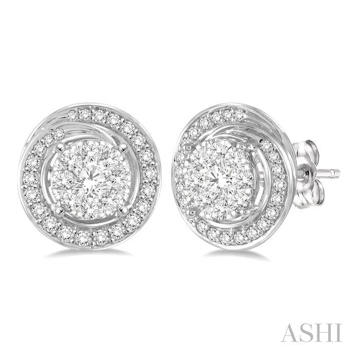 ROUND SHAPE HALO LOVEBRIGHT DIAMOND EARRINGS