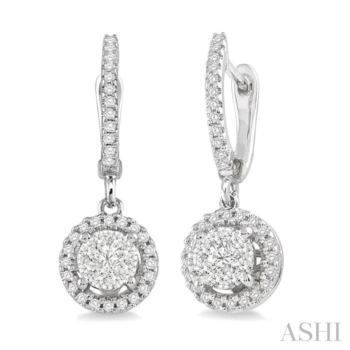 ROUND SHAPE HALO LOVEBRIGHT DIAMOND EARRINGS