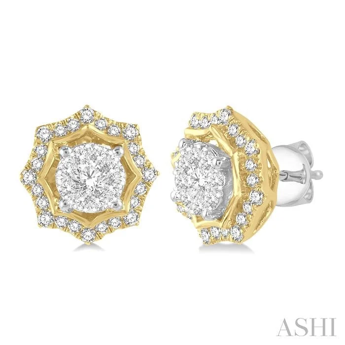 ROUND SHAPE HALO LOVEBRIGHT DIAMOND FASHION EARRINGS