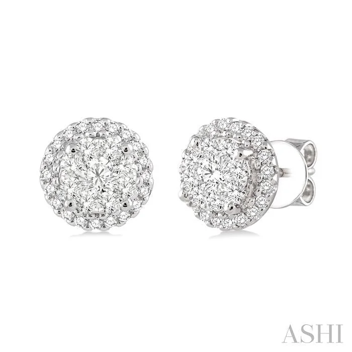 ROUND SHAPE HALO LOVEBRIGHT ESSENTIAL DIAMOND EARRINGS