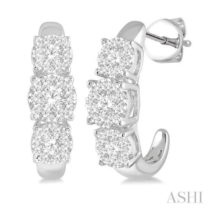 ROUND SHAPE PAST PRESENT & FUTURE LOVEBRIGHT ESSENTIAL DIAMOND HALF HOOP EARRINGS