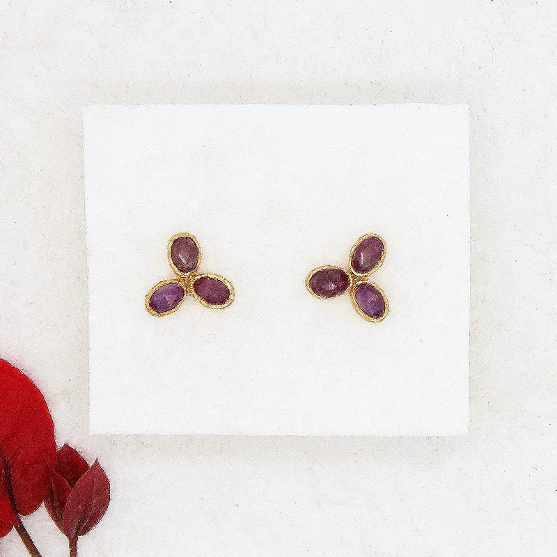 Ruby Flower Studs