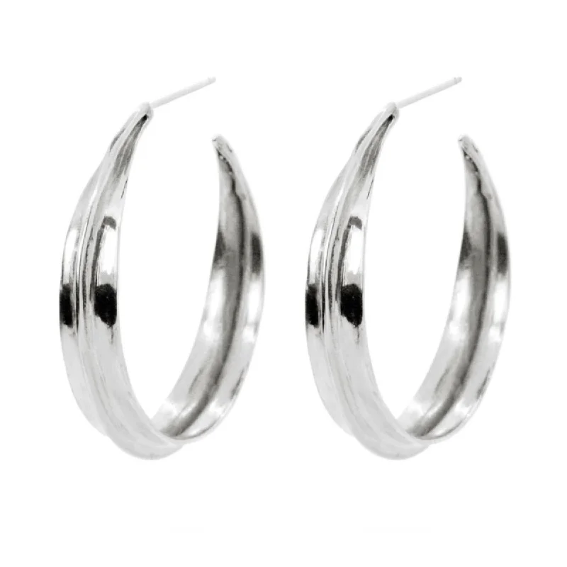 Sahara Ridge Hoop Earrings, Large, Silver