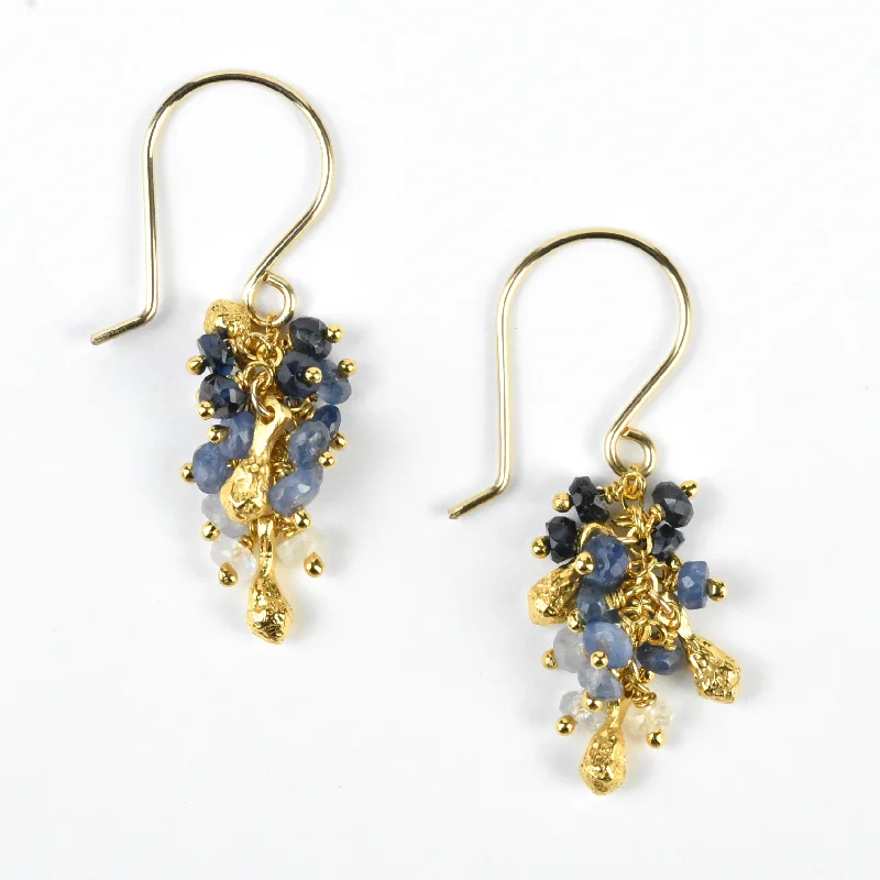 Sapphire Pod Cluster Earrings