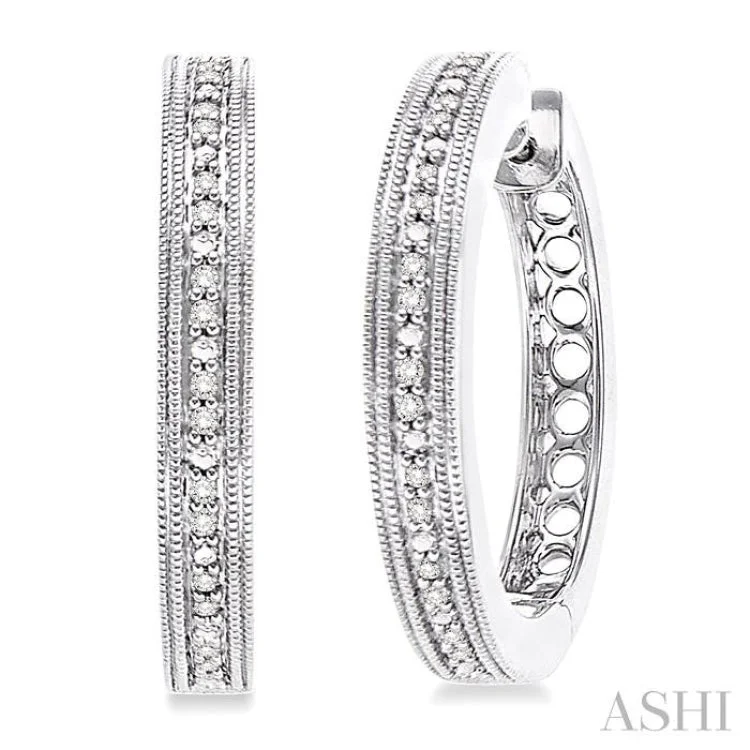 1/10 Ctw Single Cut Diamond Hoop Earrings in Sterling Silver