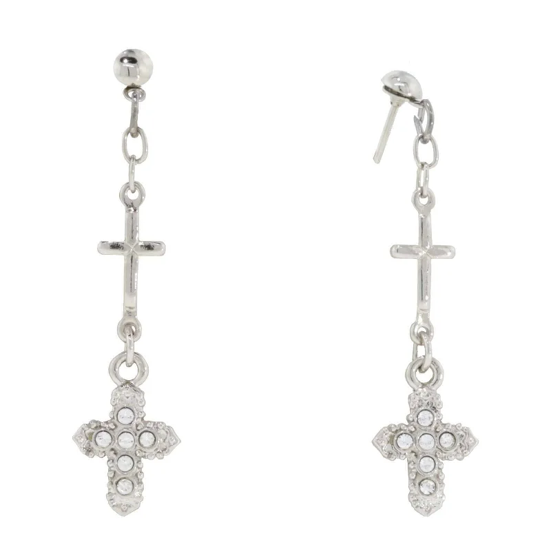 1928 Jewelry Multi Cross Crystal Drop Earrings