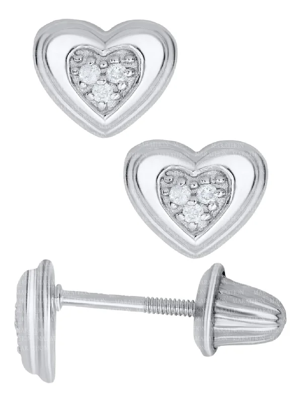 SS Diamond Heart Studs