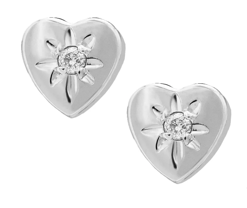 Sterling Silver 0.02cttw Diamond Heart Baby Studs