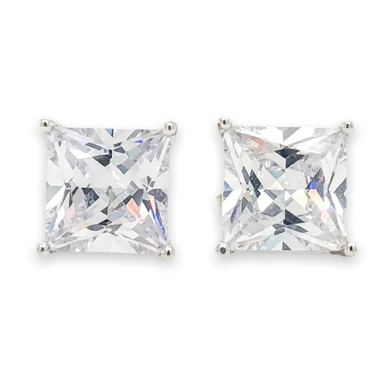 SS 6mm Square CZ Stud Earrings