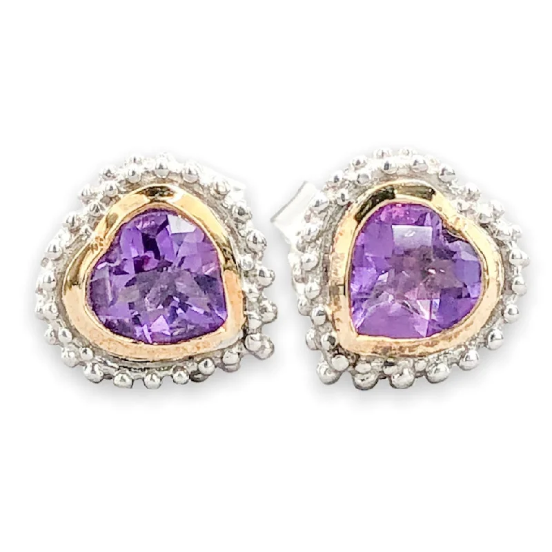 SS Amethyst Heart Stud Earrings