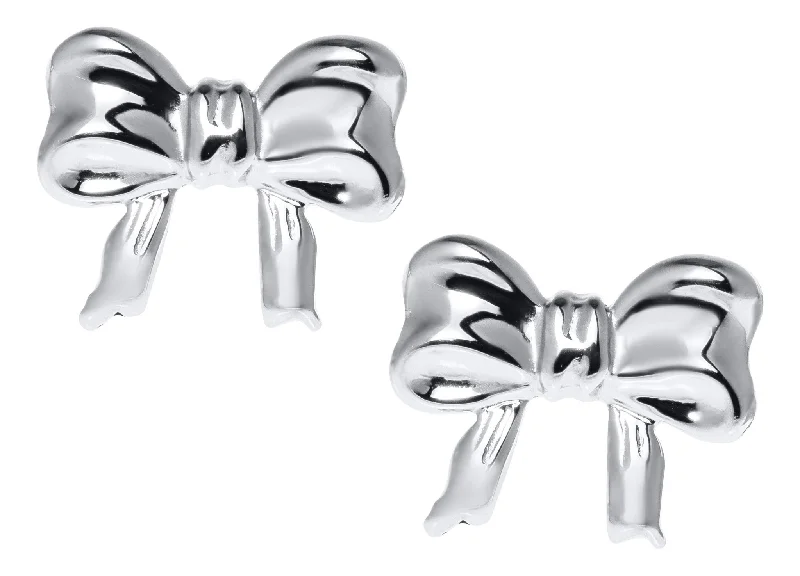 Sterling Silver Baby Bow Knot Studs